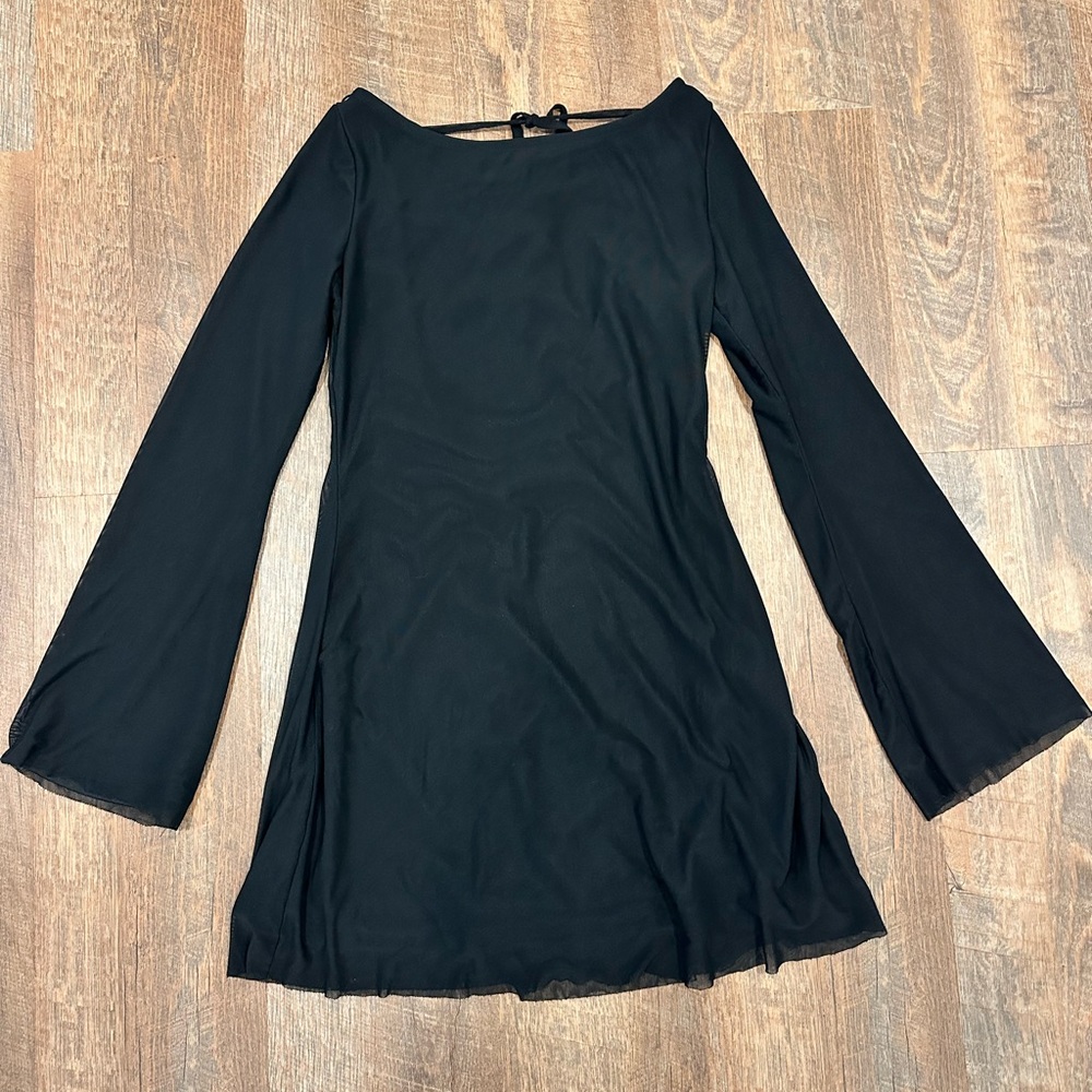 Princess Polly Black Long-Sleeve Mini Dress - Picture 2 of 4